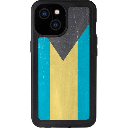 Bahamas Flag Distressed iPhone 15 Waterproof Case